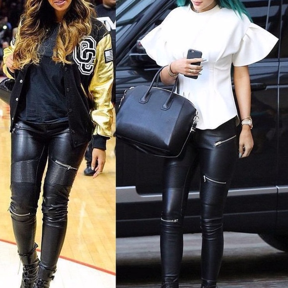 BLACK LEATHER PANTS WITH SILVER ZIPPERS - Picture 8 of 8